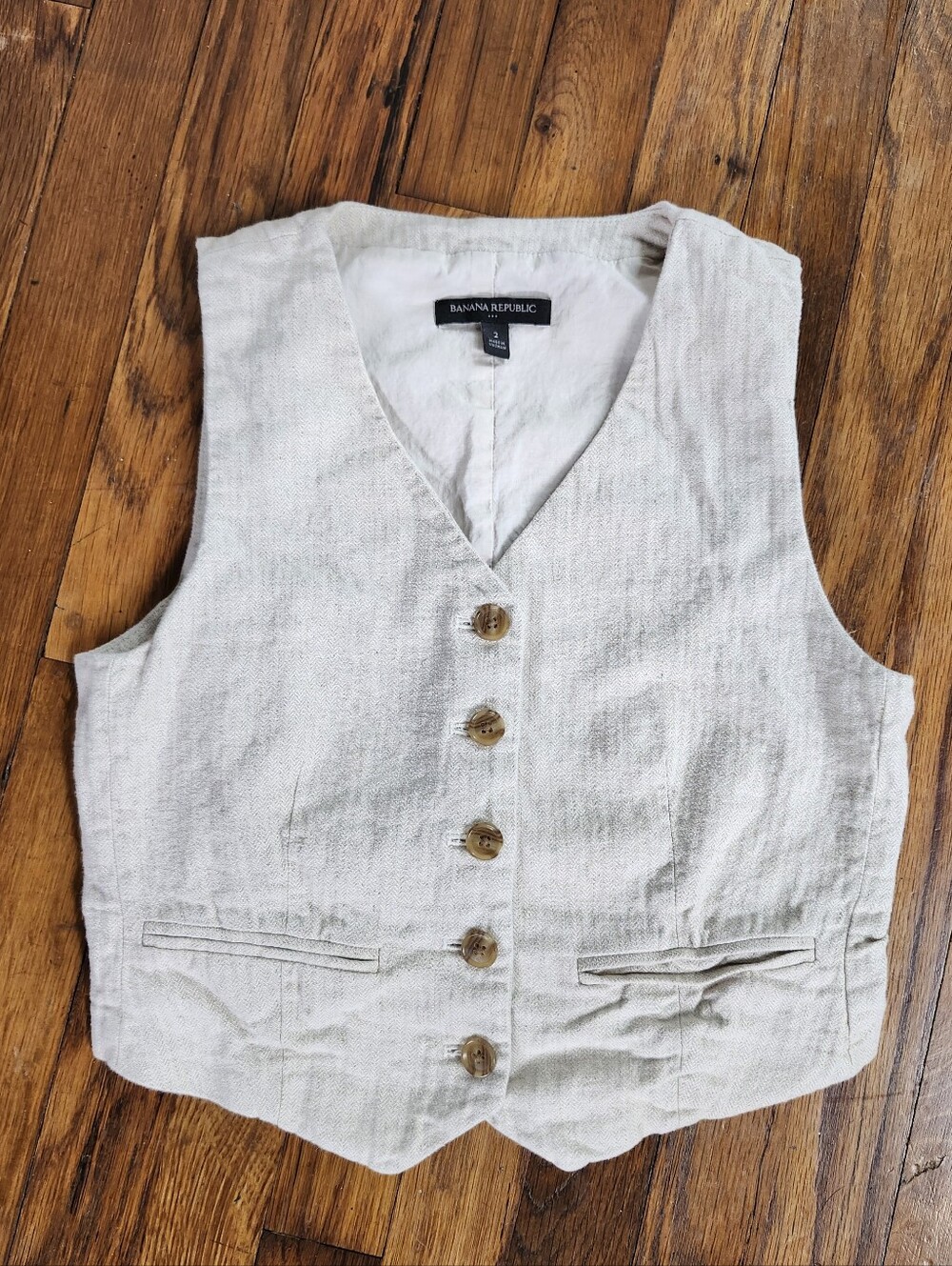 Banana Republic Women's Cream Linen Blend Vest 2